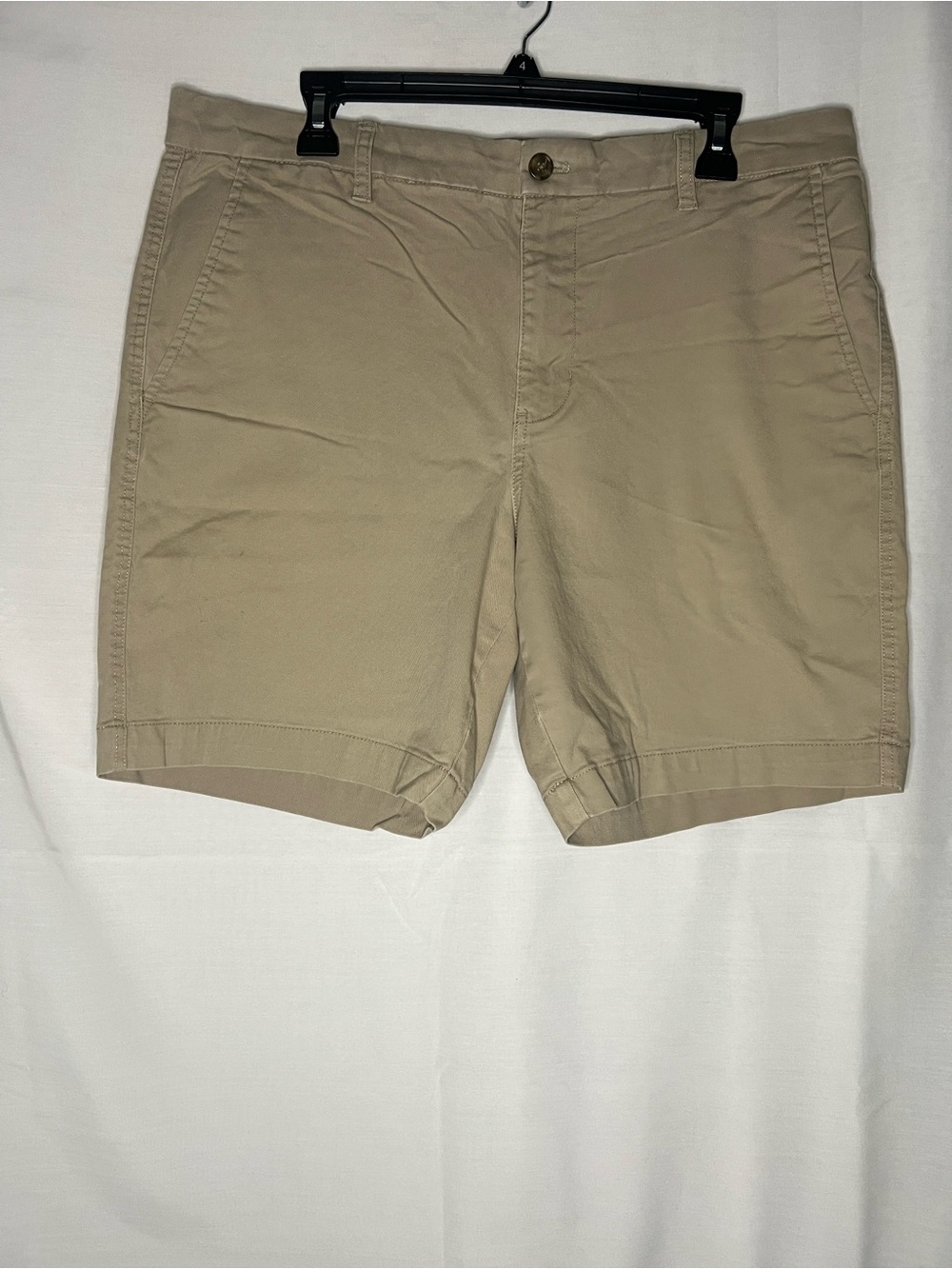 Chaps Men's Khaki Flat-Front Cotton Shorts